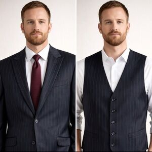 Berragamo Elegant Dino Filarte Super 130 Blazer Suit Coat with Vest 44R